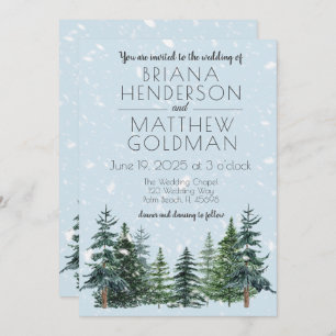 Convites Casamento Rustic Evergreen Winter Pine Trees