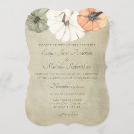 Convites Casamento Rustic Fall Autumn White, Orange Pumpkin