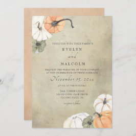 Convites Casamento Rustic Fall Autumn White, Orange Pumpkin