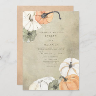 Convites Casamento Rustic Fall Autumn White, Orange Pumpkin