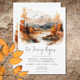 Convites Casamento Rustic Fall Mountain Scene Watercolor