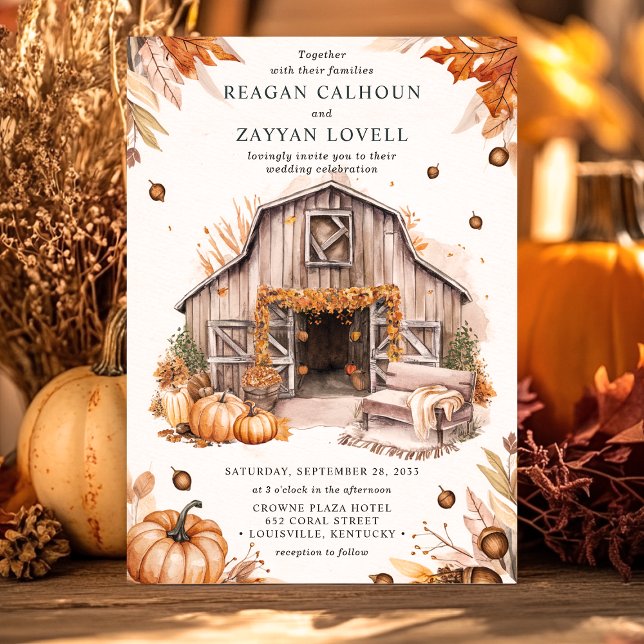 Convites Casamento Rustic Fall Pumpkin Barn (Criador carregado)