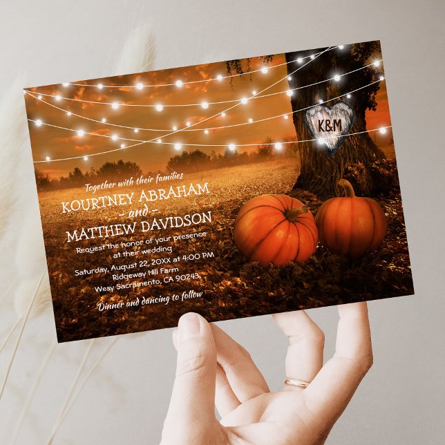 Convites Casamento Rustic Fall Pumpkin Woodland (Criador carregado)