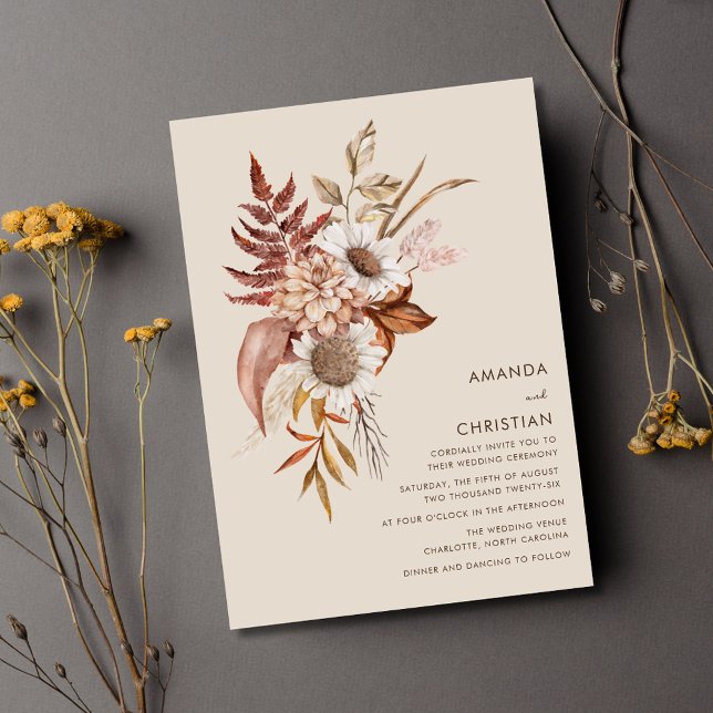 Convites Casamento Rustic Fall Wildflower (Criador carregado)