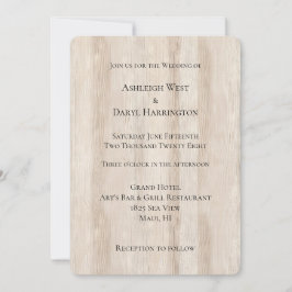 Convites Casamento Rustic Faux Cream White Wood