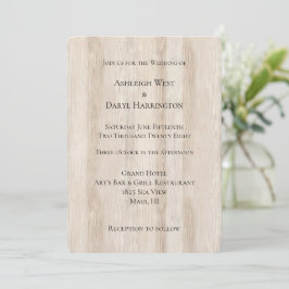 Convites Casamento Rustic Faux Cream White Wood