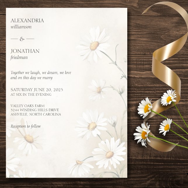 Convites Casamento Rustic Field of Daisies (Criador carregado)