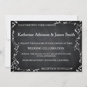 Convites Casamento Rustic Floral Chalkboard