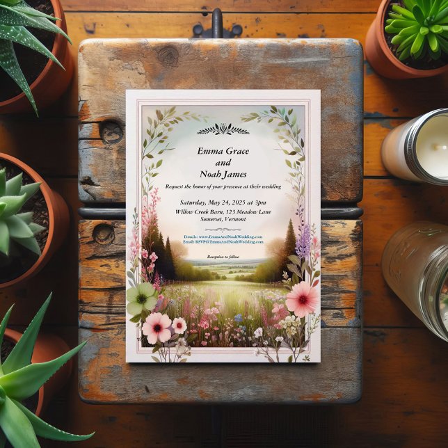 Convites Casamento Rustic Floral Countryside (Criador carregado)