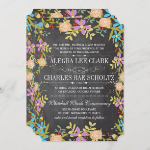 Convites Casamento Rustic Floral de Chalkboard