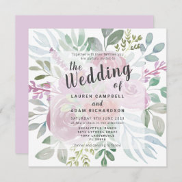 Convites Casamento Rustic Floral Dusty Pink Watercolor