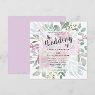 Convites Casamento Rustic Floral Dusty Pink Watercolor