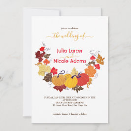 Convites Casamento Rustic Floral Fall Pumpkin Woodland