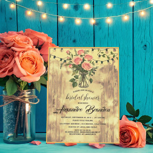 Convites Casamento Rustic Floral Mason Jar Chá