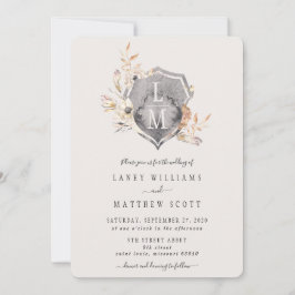 Convites Casamento Rustic Floral Monogramas Crest