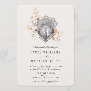 Convites Casamento Rustic Floral Monogramas Crest