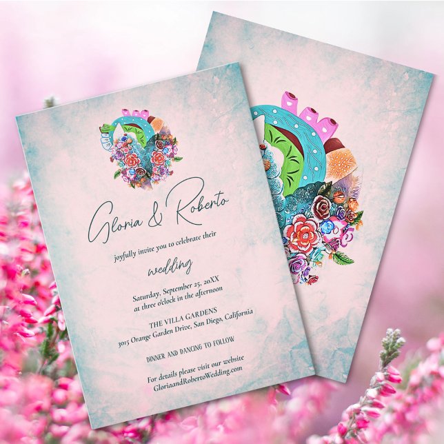 Convites Casamento Rustic Flowers Heart Mexicano (Criador carregado)