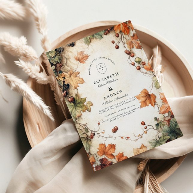 Convites Casamento Rustic Grapevine Autumn (Criador carregado)