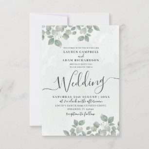 Convites Casamento Rustic Green Eucalyptus Watercolor