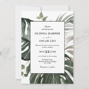 Convites Casamento Rustic Greenery Botanical Watercolor