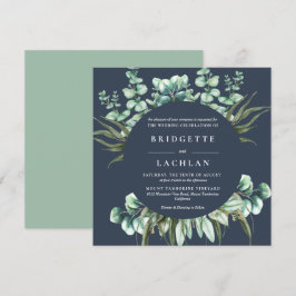 Convites Casamento Rustic Greenery e Marinho Eucalyptus SQ