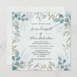 Convites Casamento Rustic Greenery Eucalyptus Watercolor