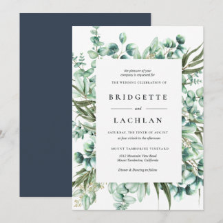 Convites Casamento Rustic Greenery Eucalyptus Watercolor