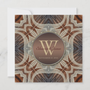 Convites Casamento Rustic Grooves Monograma