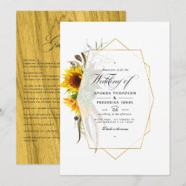 Convites Casamento Rustic Herbarium Sunflower Bohemian
