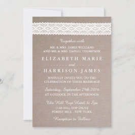Convites Casamento Rustic Kraft & Vintage White Lace