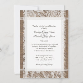 Convites Casamento Rustic Lace e Burlap 7x5