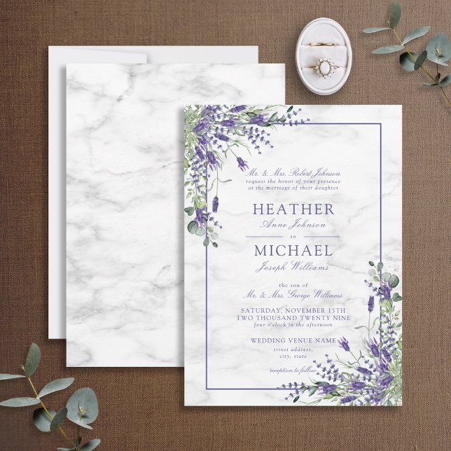 Convites Casamento Rustic Lavanda Eucalyptus Greenery (Criador carregado)