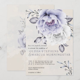 Convites Casamento | Rustic Lilac e Alabaster Peony Floral