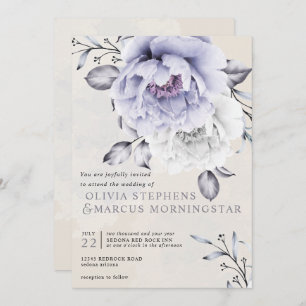 Convites Casamento Rustic Lilac e Alabaster Peony Floral
