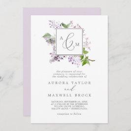 Convites Casamento Rustic Lilac Formal Monograma