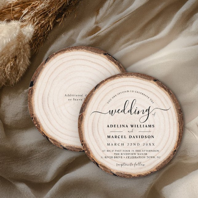 Convites Casamento Rustic Modern Wood Natural Elegant Barn (Criador carregado)