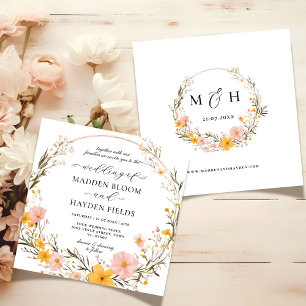 Convites Casamento Rustic Neutral Boho Floral