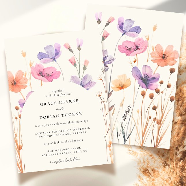 Convites Casamento Rustic Neutral Boho Floral Ivory White (Criador carregado)