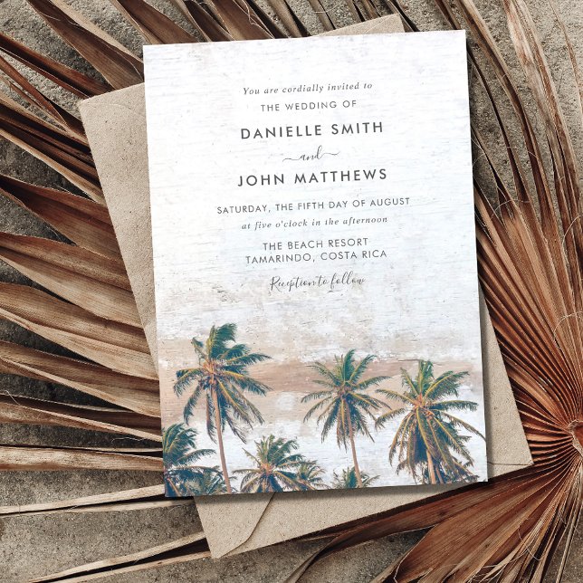 Convites Casamento Rustic Palm Tree Beach (Criador carregado)