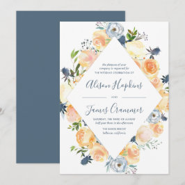 Convites Casamento Rustic Peach e White Peony