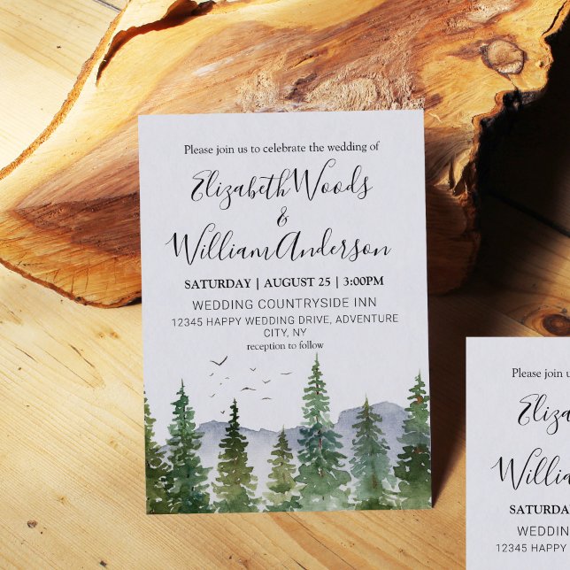 Convites Casamento Rustic Pine Forest (Criador carregado)