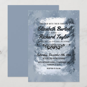 Convites Casamento Rustic Pine Trees Blue Winter Wonderland