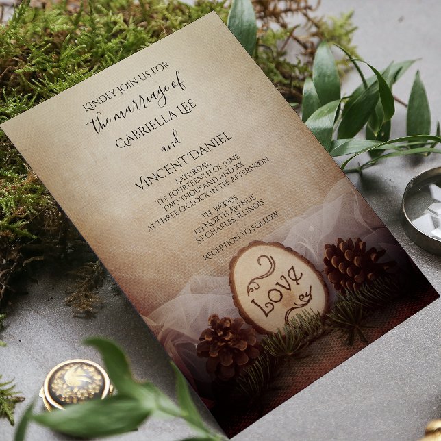 Convites Casamento Rustic Pines Woods (Criador carregado)