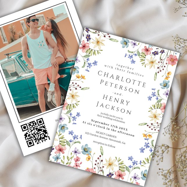 Convites Casamento Rustic Primavera Elegant Wildflower (Criador carregado)
