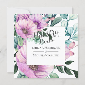 Convites Casamento Rustic Purple Bloom Nuestra Boda Espanho