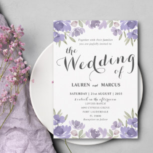 Convites Casamento Rustic Purple Floral Eucalyptus