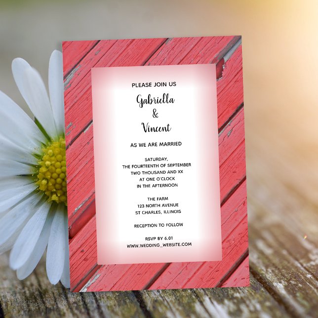 Convites Casamento Rustic Red Barn Wood Country (Criador carregado)