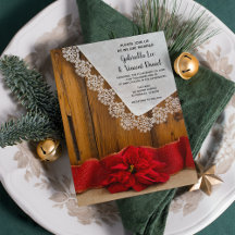 Casamento Rustic Red Poinsettia Country Winter Bar