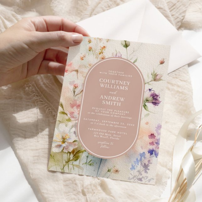 Convites Casamento Rustic Retro Watercolor (Criador carregado)