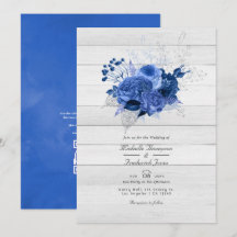 Casamento Rustic Royal Blue & Silver Floral Código